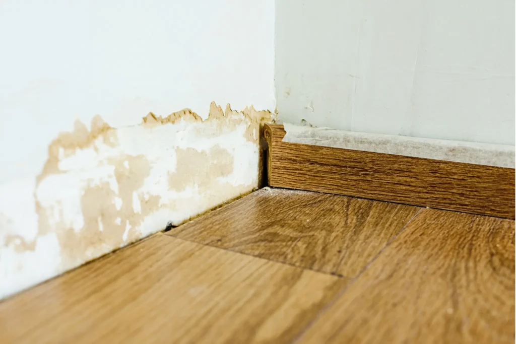 water damaged baseboards repair