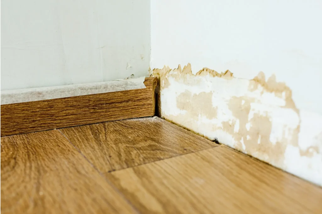 water damaged baseboards repair
