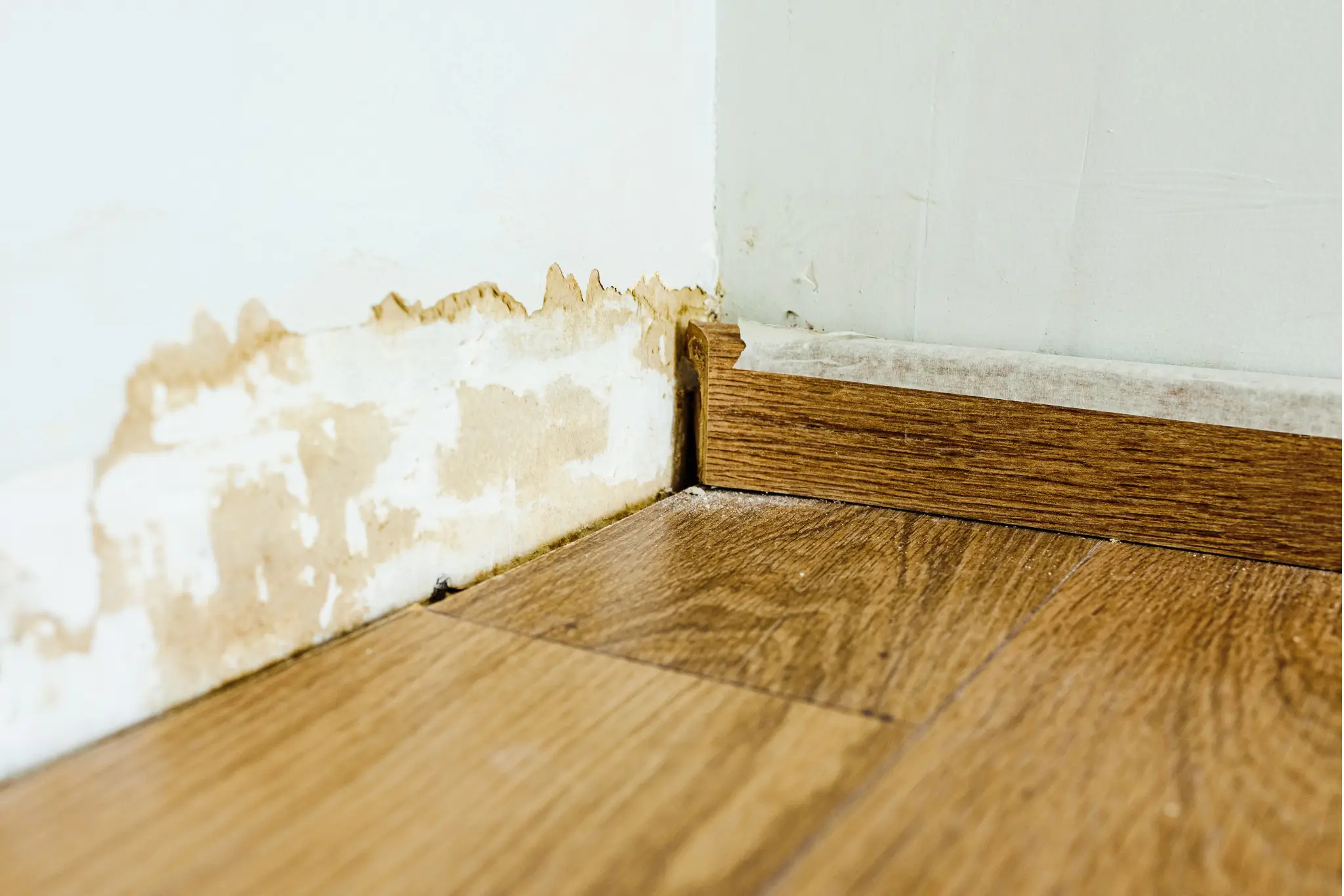 water damaged baseboards repair